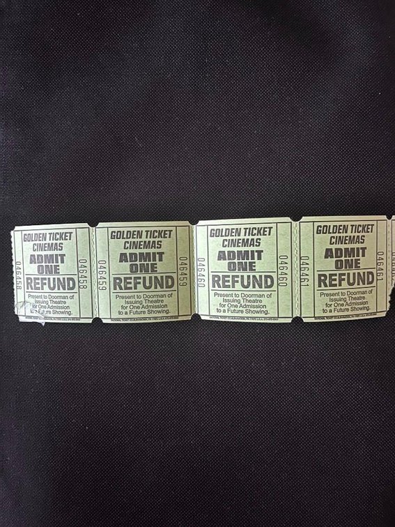   4 TICKETS TO GOLDEN TICKET CINEMA IN WILLMAR, MN DONATED BY GOLDEN TICKET CINEMA