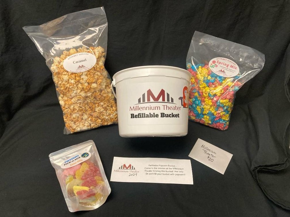 MILLENIUM THEATER POPCORN, CANDY, AND GIFT CARD PACK DONATED BY MILLENIUM THEATER ALONG WITH STEVE A