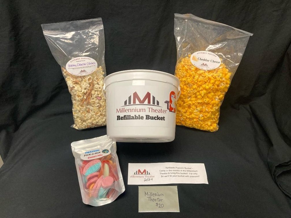 MILLENIUM THEATER POPCORN, CANDY, AND GIFT CARD PACK DONATED BY MILLENIUM THEATER ALONG WITH STEVE A