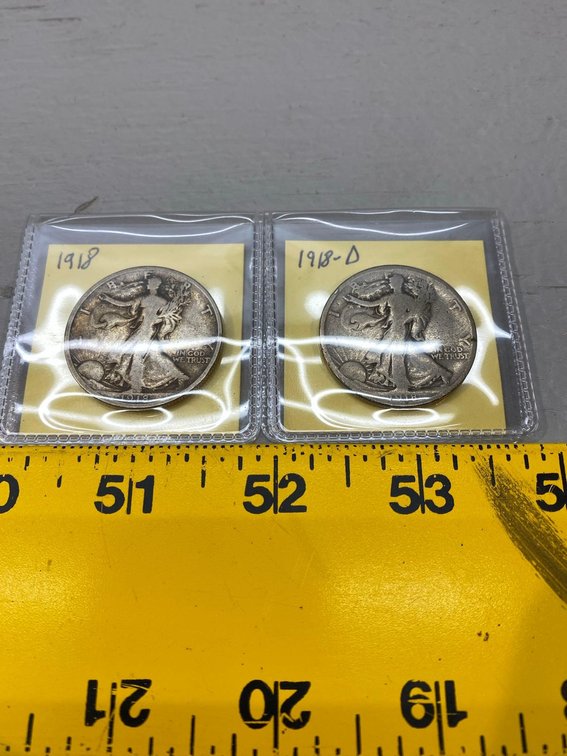 (I-851) 1918, 1918-D WALKING LIBERTY HALVES