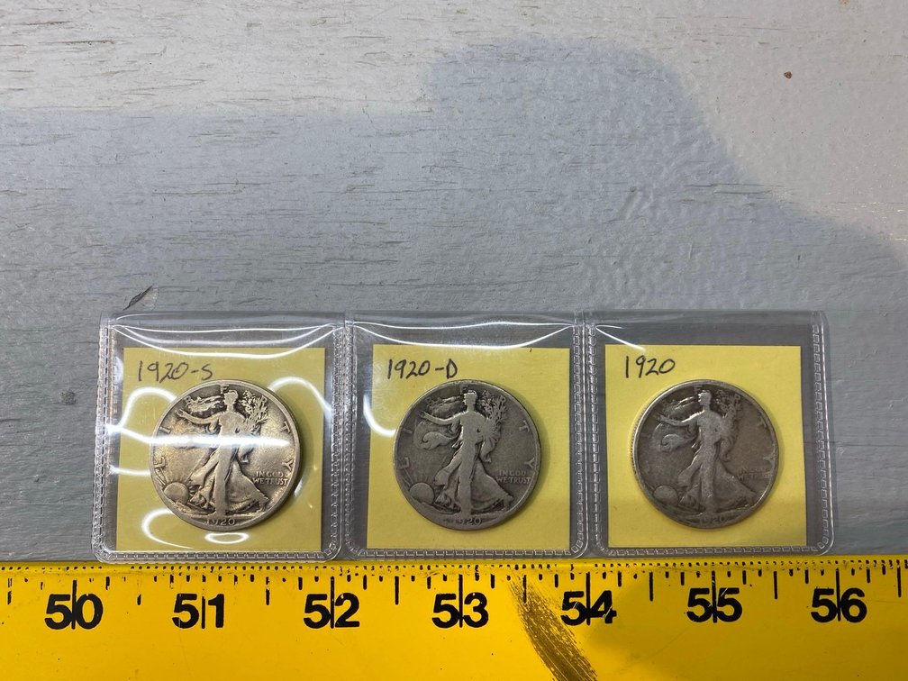 (I-852) 1920, 1920-D, 1920-S WALKING LIBERTY HALVES