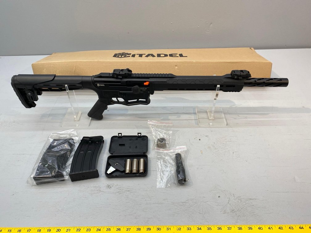 (I-1318) CITADEL BOSS 25 12 GAUGE SEMI AUTO SHOTGUN, 2 MAGS, SN# 21CB-86, NEW IN BOX