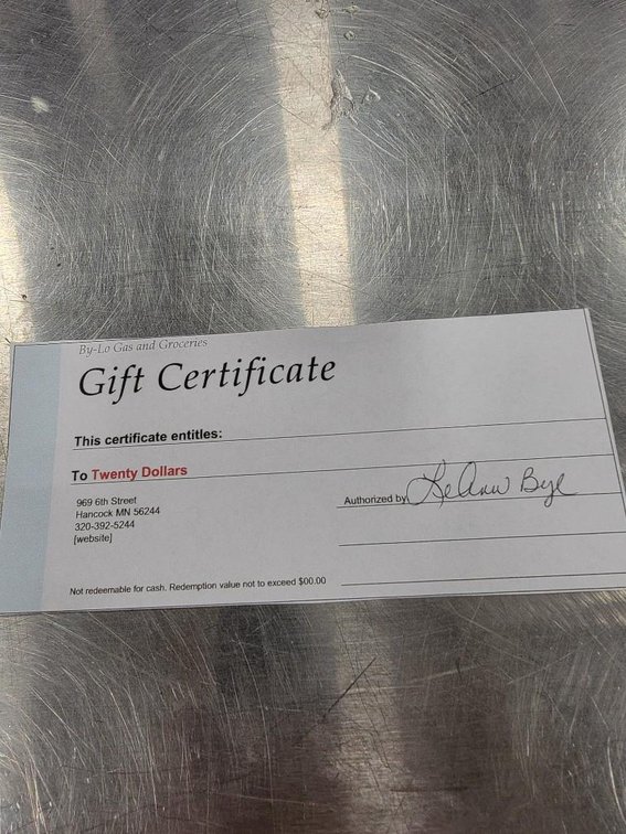$20 Gift Certificate to ByLo