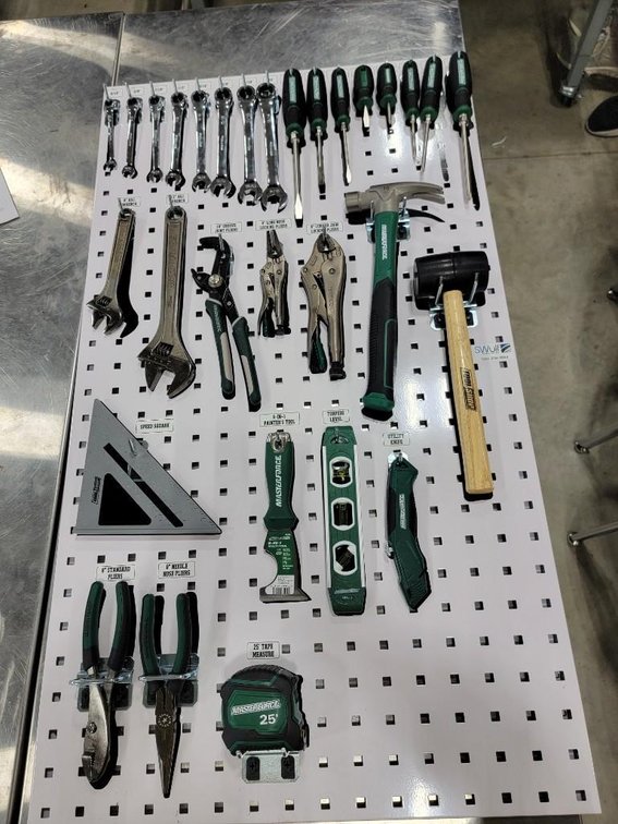  Metal Shadow Board with Tools Donated By: S. Wulf Strategies