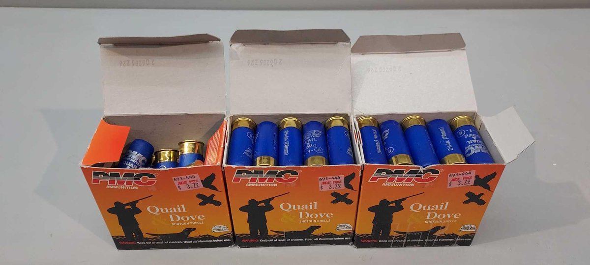 (I-2318) [2] BOXES OF 25 PMC 12 GA. 2-3/4" 8 SHOT AND BOX OF [16] PMC 12 GA. 2-3/4" 8 SHOT