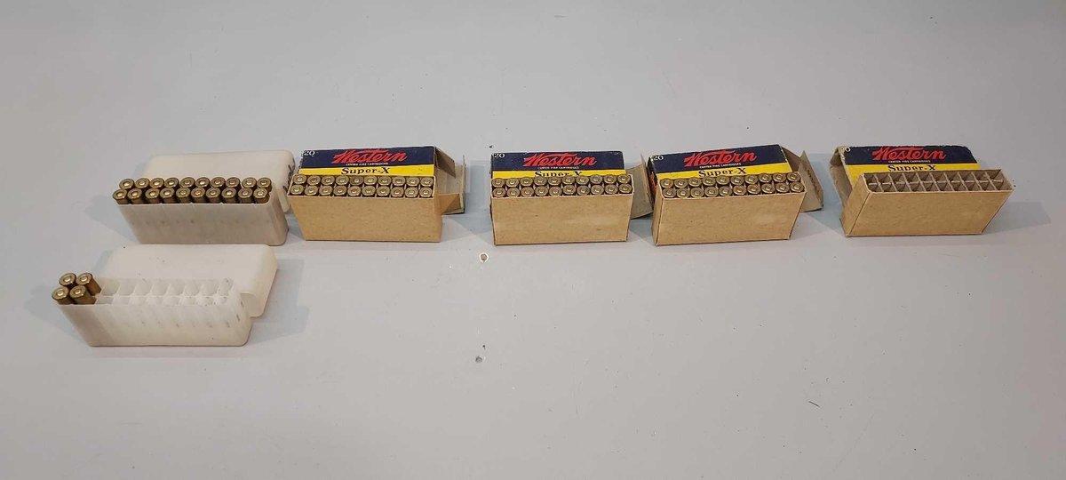 (I-2323) [24] ROUNDS OF 303 SAVAGE IN PLASTIC CASES, [3] BOXES OF 20 AND EMPTY BOX