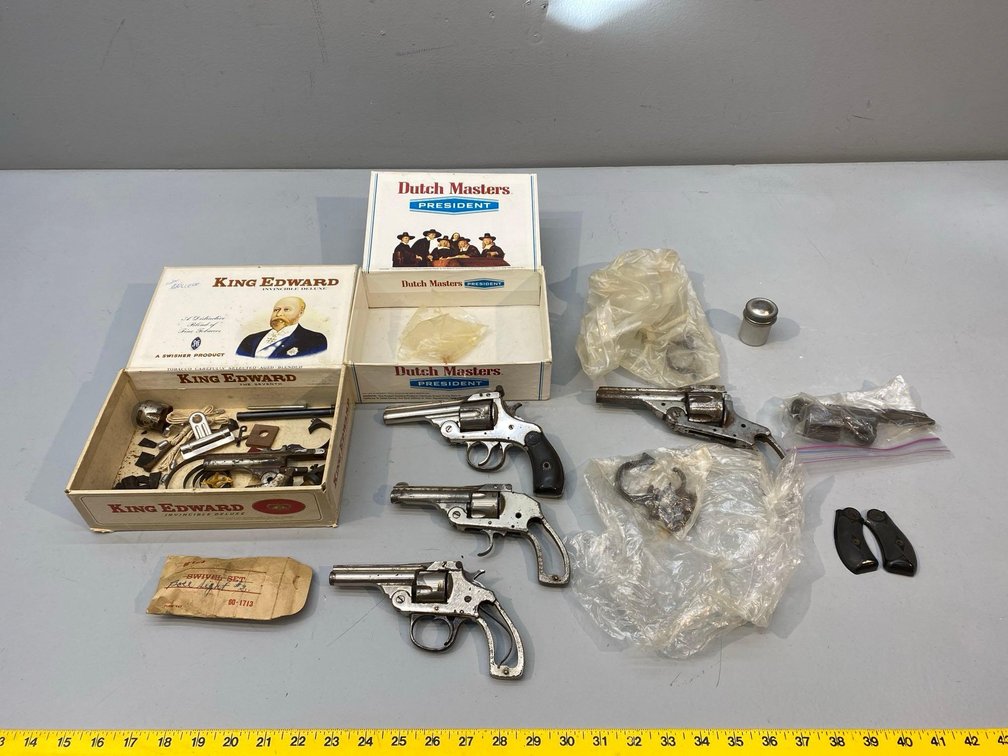 (I-1326) [2] BOXES OF SMALL OLD REVOLVER PARTS