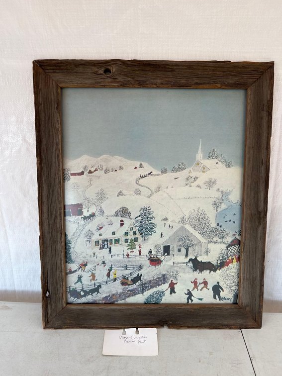 (I-64) FRAMED GRANDMA MOSES PRINT WITH SIGNATURE