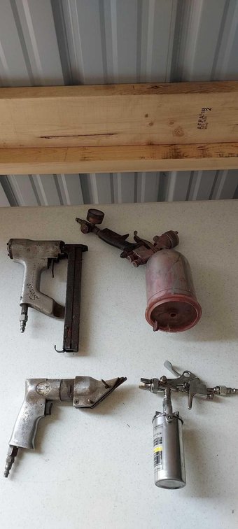 AIR TOOLS - [2] PAINT SPRAYERS, METAL SHEARS, AND NAIL GUN