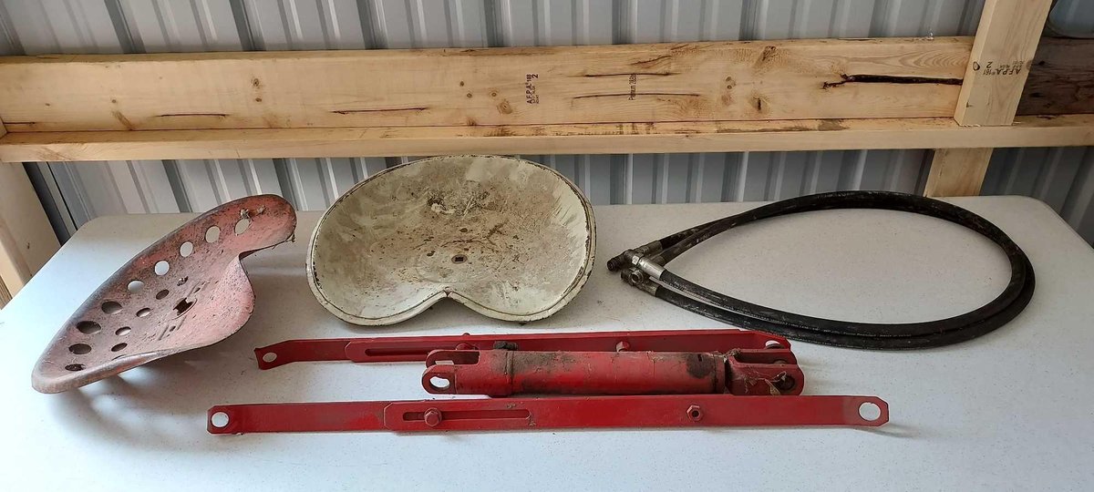 [2] VINTAGE TRACTOR SEATS, HYD HOSES, AND MORE PARTS