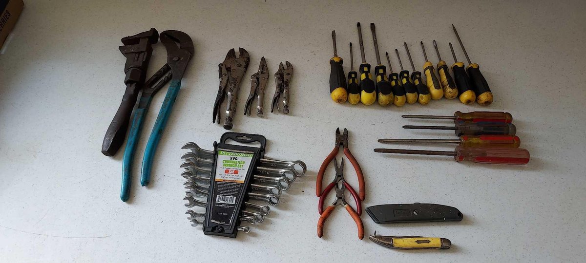 SCREWDRIVERS, VISE GRIPS, CHANNEL LOCK PLIERS, STANDARD COMBO WRENCHES, AND MORE