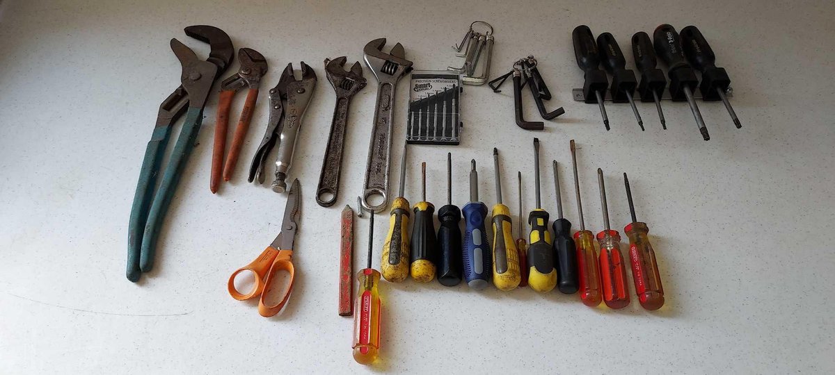 SCREWDRIVERS, [2] CHANNEL LOCKS, WRENCHES, ALLEN KEYS, AND MORE