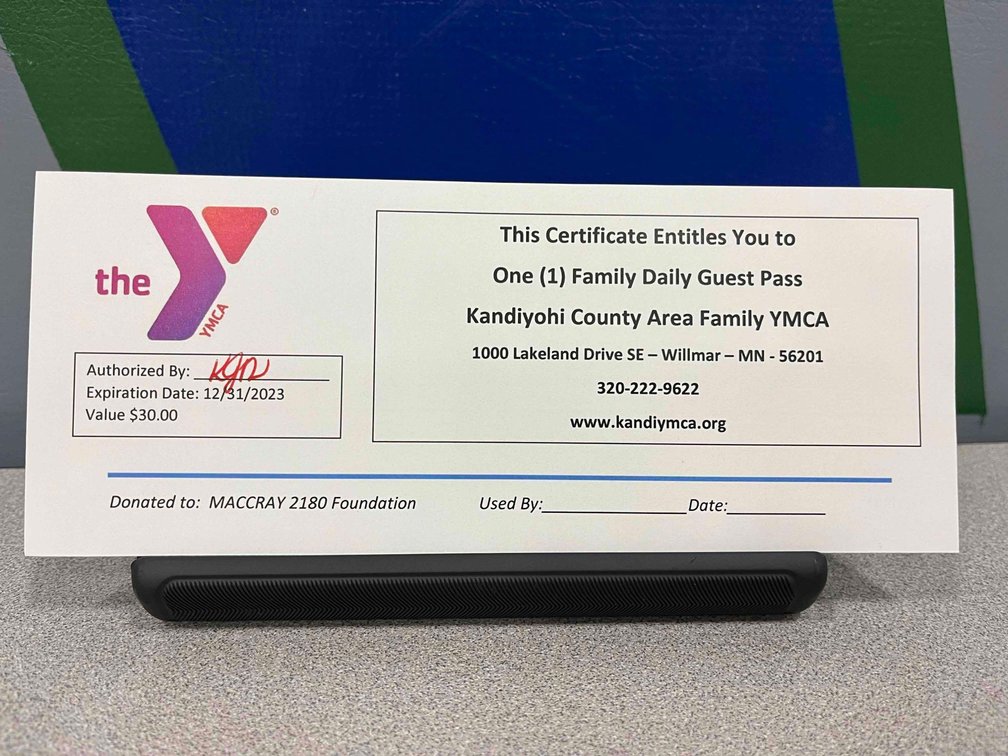 Willmar YMCA one family daily guest pass
