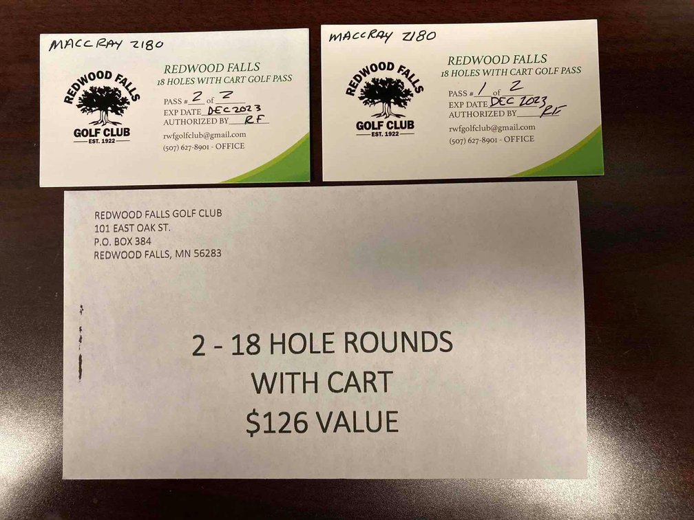 Redwood Falls Golf Club 2 - 18 hole rounds with cart