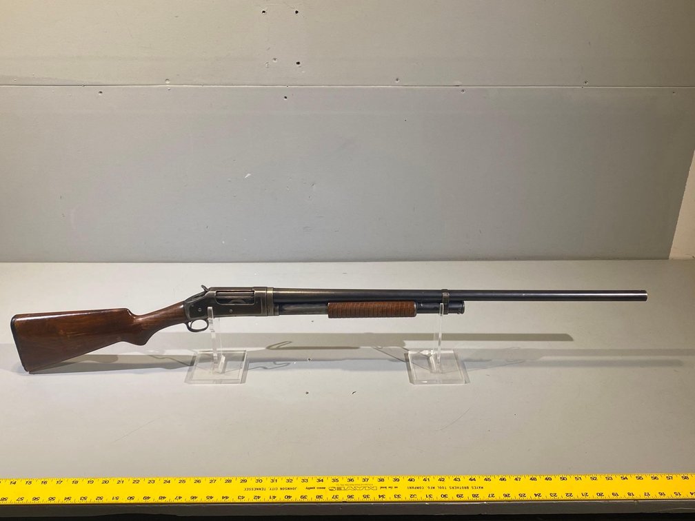 WINCHESTER MODEL 97 PUMP ACTION 12 GAUGE SHOTGUN, SN# E 8365590