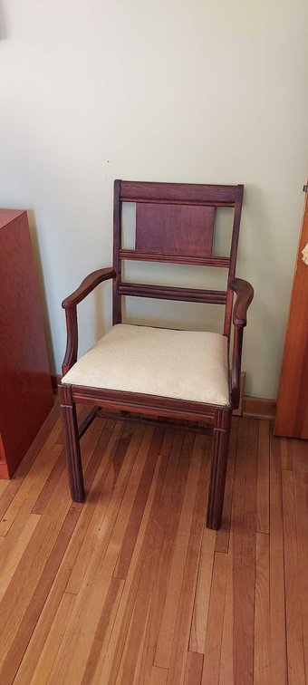 VINTAGE WOODEN CHAIR WITH PADDED SEAT