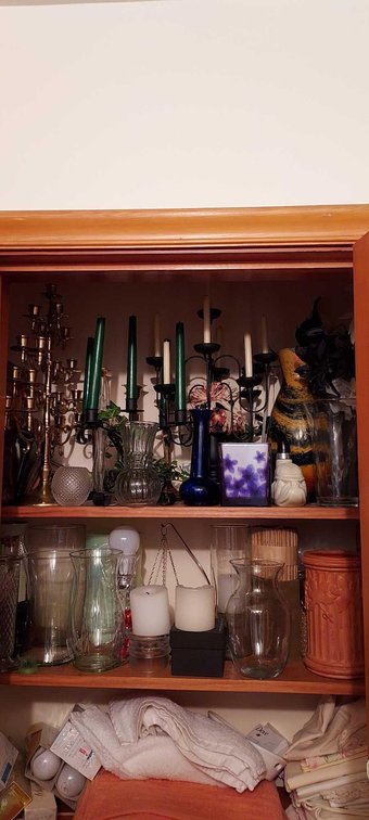 LARGE ASSORTMENT OF CANDLES, CANDLE HOLDERS, VASES, AND MORE