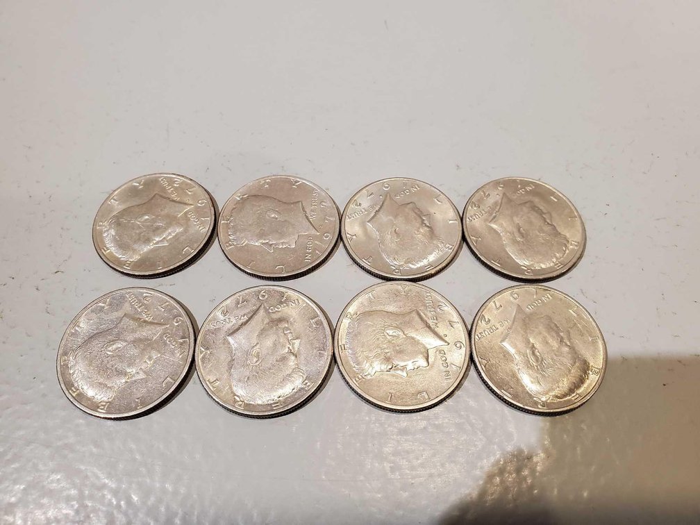 (8) SILVER HALF DOLLARS, 1972