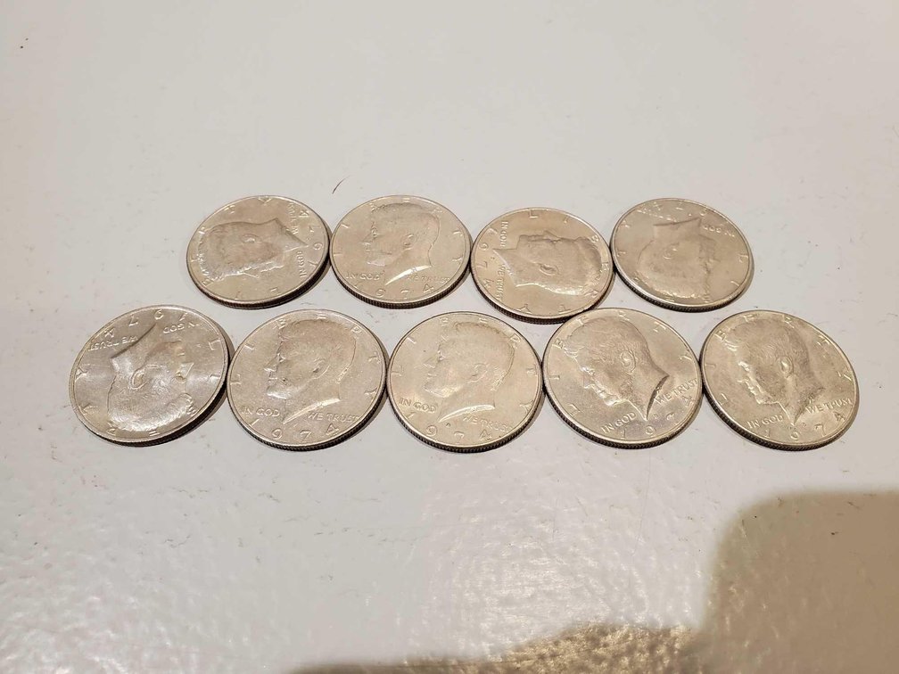 (9) SILVER HALF DOLLARS, 1974