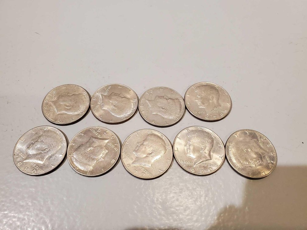 (9) SILVER HALF DOLLARS, 1977, 1978, 1980, & 1981