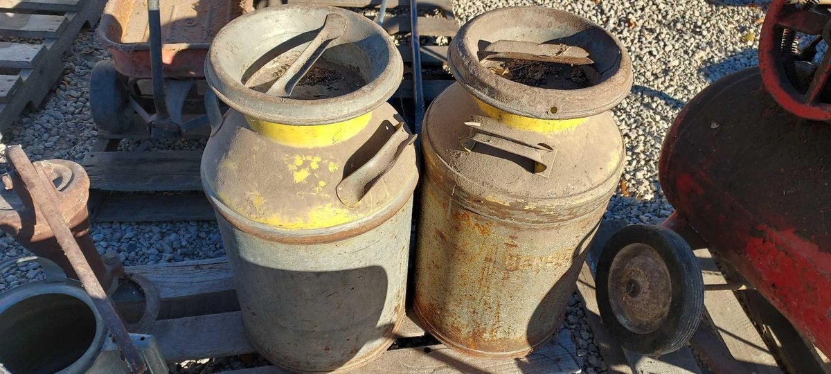 (2) VINTAGE CREAM CANS