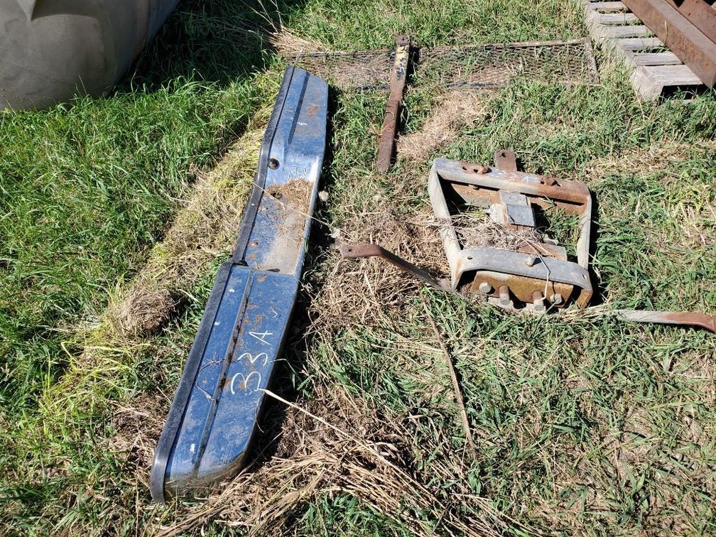 PICKUP BUMPER, VINTAGE HITCH, AND RECEIVER LUGGAGE RACK