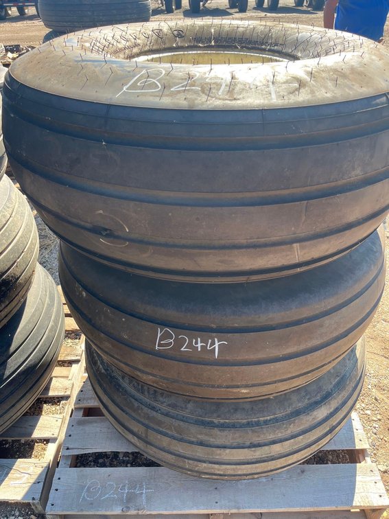 (B-244) (3) 16.5LX16 TIRES AND 8 BOLT RIMS (2 ARE NEW) 