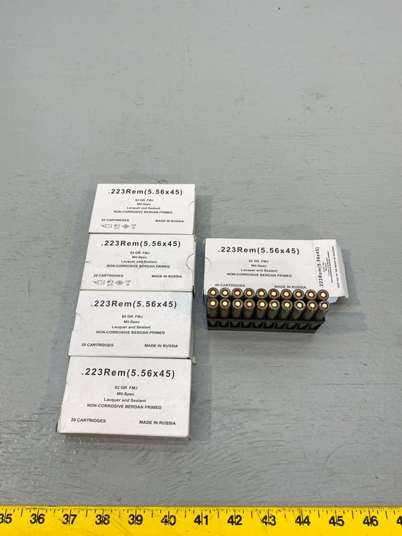 (I-15) [5] BOXES OF [20] .223 REM 62 GR. FMJ CARTRIDGES