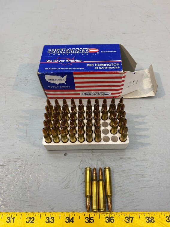(I-52) BOX OF [50] ULTRAMAX 223 52 GR. HOLLOW POINT CARTRIDGES