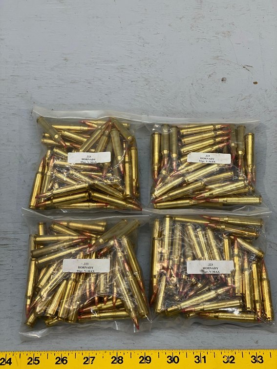 (I-56) [4] BAGS OF [50] HORNADY .223 55 GR V-MAX CARTRIDGES