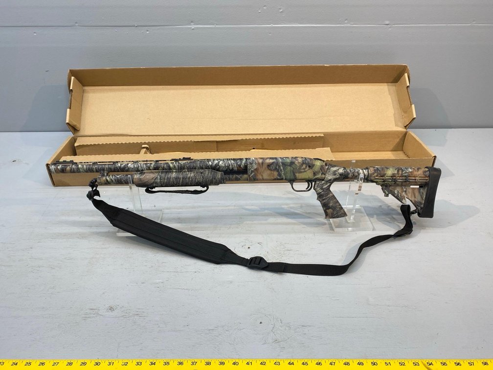 (I-5GA) MOSSBERG 500 AG. 12 GA. SHORT BARREL CAMO, WHITE, SN:T030643
