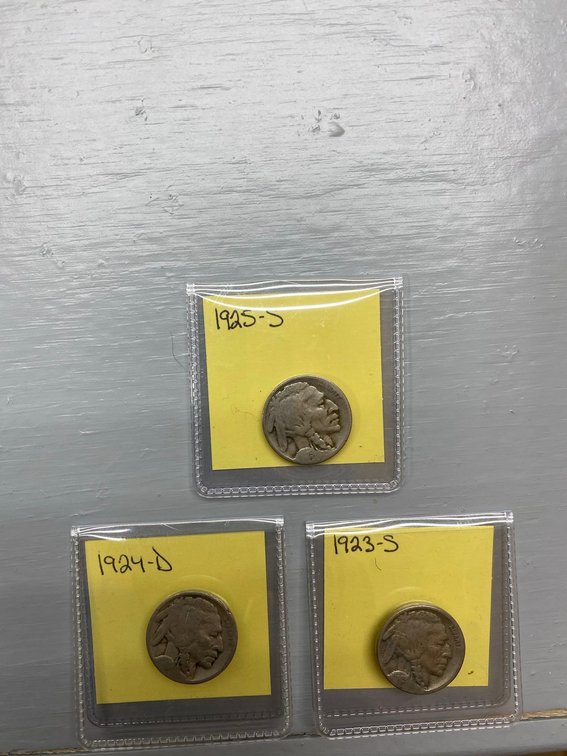 (I-57CO) 1923-S, 1924-D, 1925-S BUFFALO NICKELS ​​​​​​​