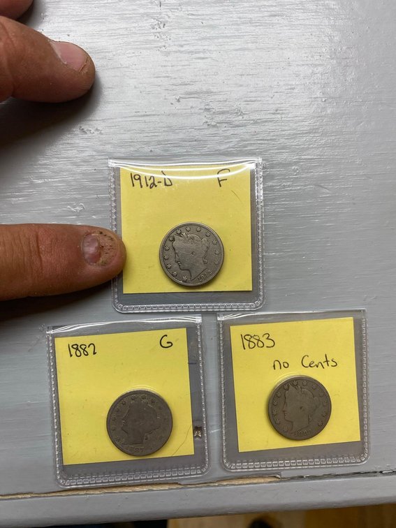 (I-73CO) 1883 (NO CENTS), 1887, 1912-D V NICKELS