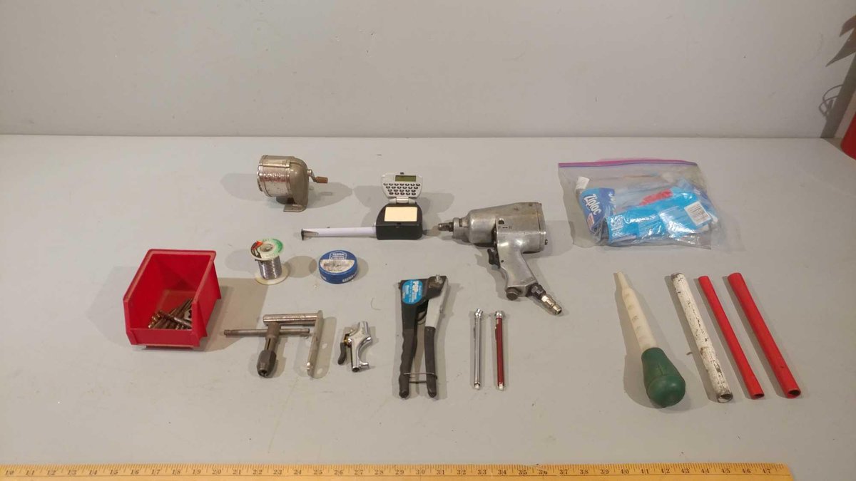 PNEUMATIC IMPACT WRENCH, TAPE MEASURE, PENCIL SHARPENER, AND OTHER MISC ITEMS