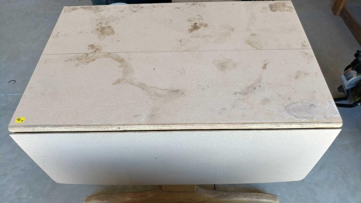 WOODEN KITCHEN TABLE W/FOLDING SIDES, 57W X 30H X 42D
