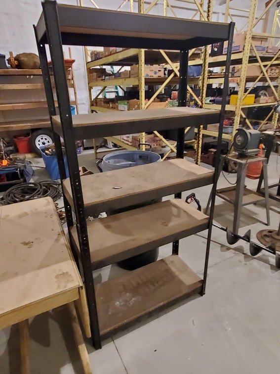 METAL SHELF W/WOOD SHELVES, 36W X 72H X 16D