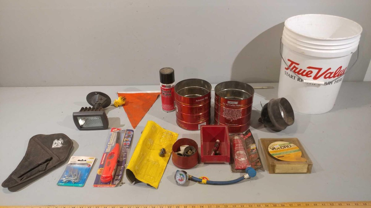 ASSORTMENT OF LIGHTS, NAILS, SHOE GOO, AND OTHER MISC ITEMS