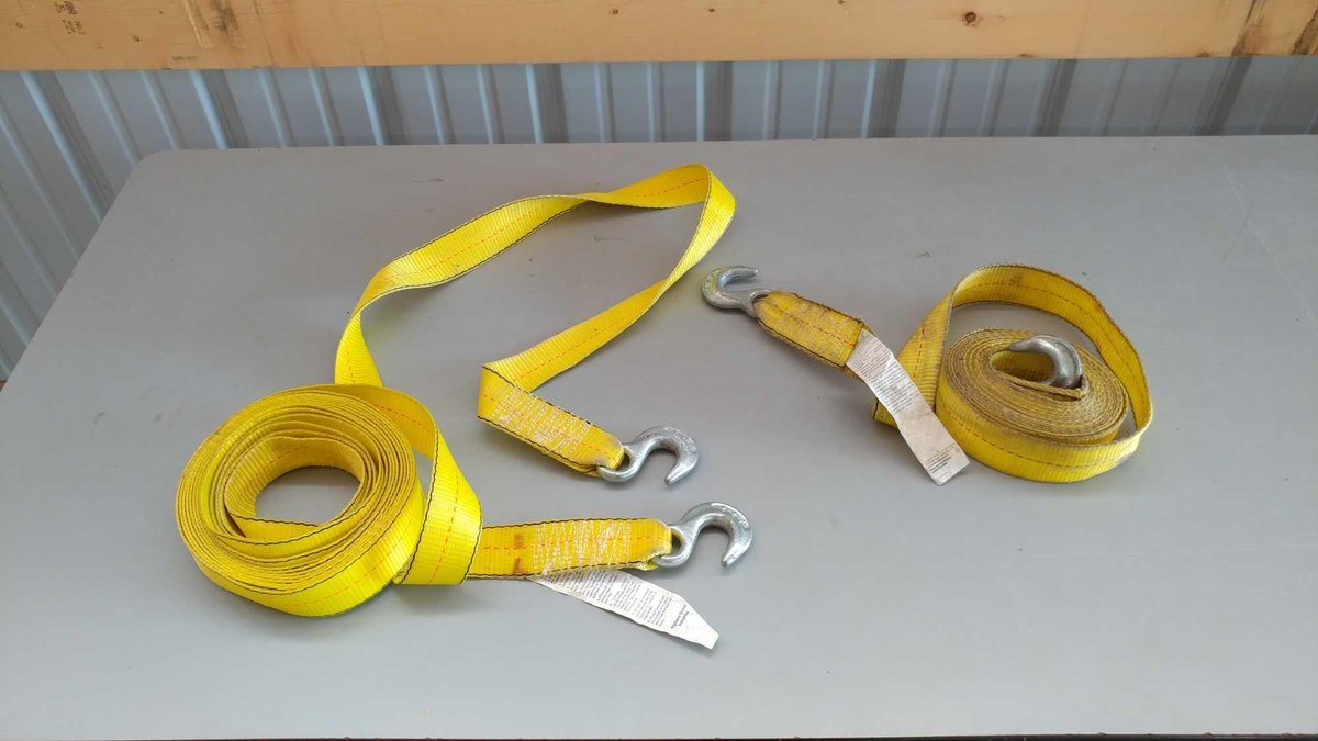 (I-7) (2) 3300 LB TOW STRAPS WITH HOOKS