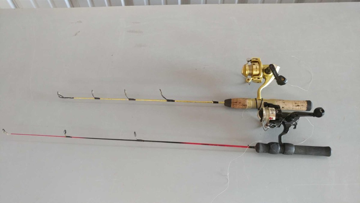 (I-59) (1) 30" LIGHT ACTION ICE FISHING ROD & REEL COMBO, AND (1) 25" MEDIUM ACTION ROD & REEL COMBO