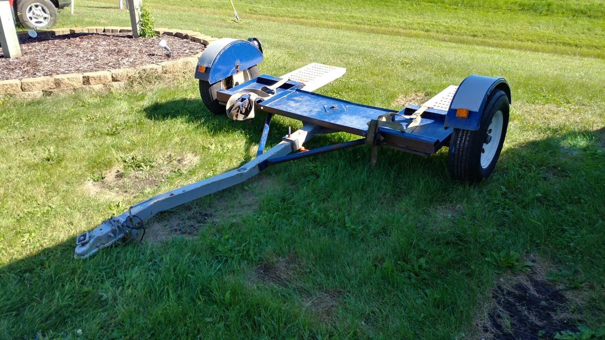 (I-630) HEAVY DUTY CAR DOLLY, 80" WIDE, NEW TIRES, WHEEL STRAPS
