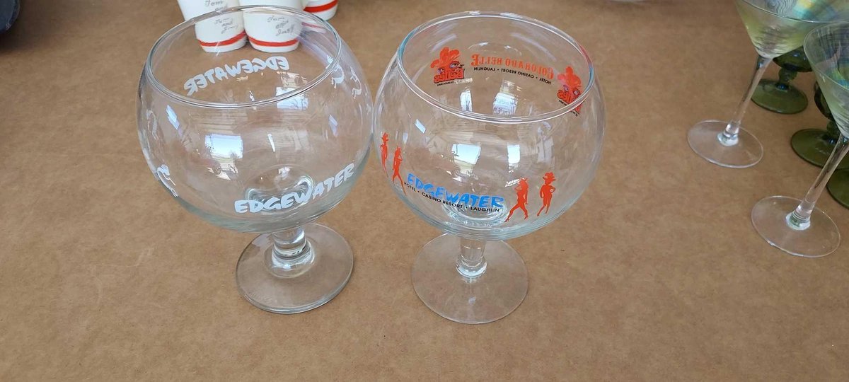 (2) LARGE DECORATIVE MARGARITA GLASSES