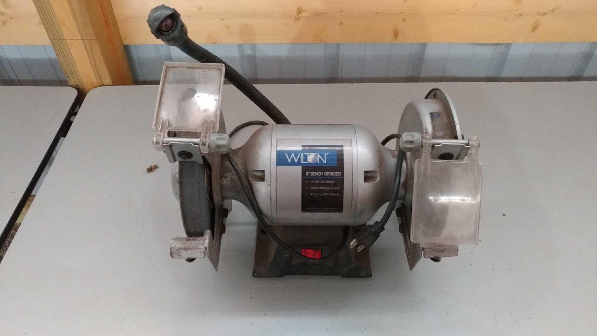 (I-38) WILTON 8" BENCH GRINDER 1HP 3450RPM (TESTED AND WORKS)