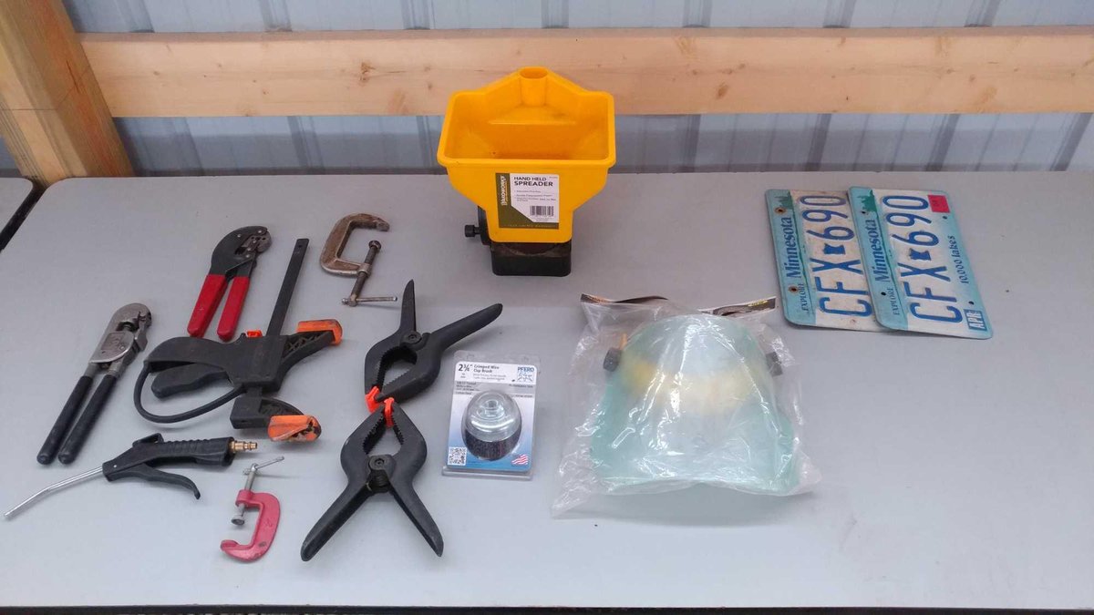 (I-44) HANDHELD SPREADER, ASSORTMENT OF CLAMPS, FACE SHIELD, CABLE PRO, AND OTHER ITEMS