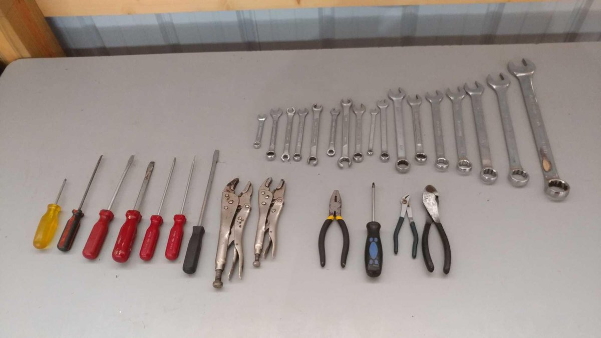 (I-60) ASSORTMENT OF WRENCHES, PLIERS, SCREWDRIVERS, AND OTHER TOOLS