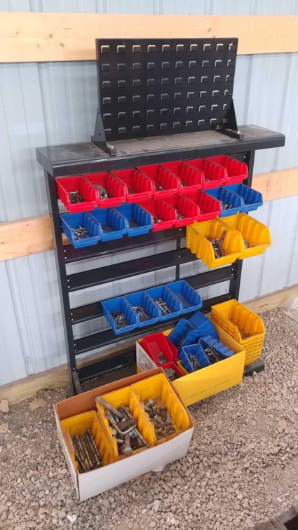 (I-92) STORE HOUSE PARTS RACK WITH ASSORTMENT OF MISC HARDWARE