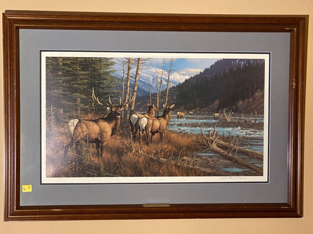 (A1-BIRCH) ATHABASCA RIVER MONARCH PRINT BY MICHAEL SIEVE 333 OF 850  37.5"X27.5"