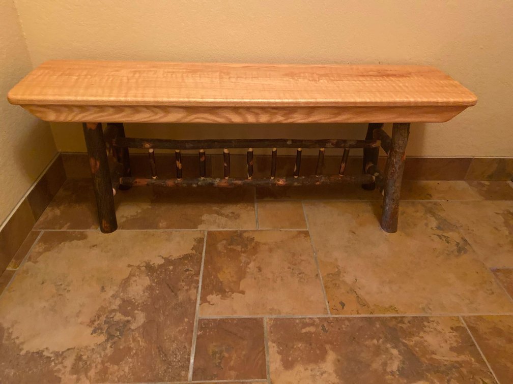  (A1-BIRCH) PINE BENCH 4'  W X 1' D X 18" T 