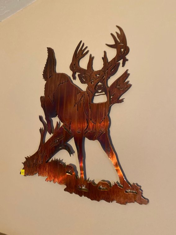 (A1-TAMARACK)  METAL WALL HANGING CUTOUT  OF A DEER (27"X28")