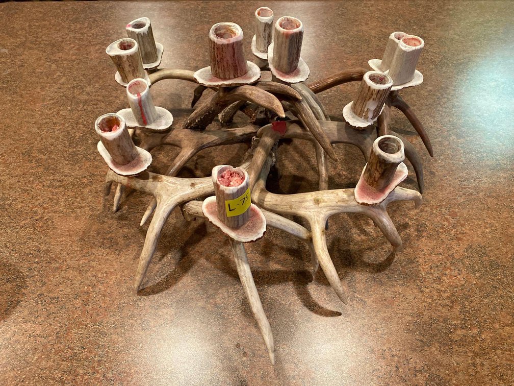  (A1-MANAGER) DEER ANTLER (12) CANDLE HOLDER CENTER PIECE 