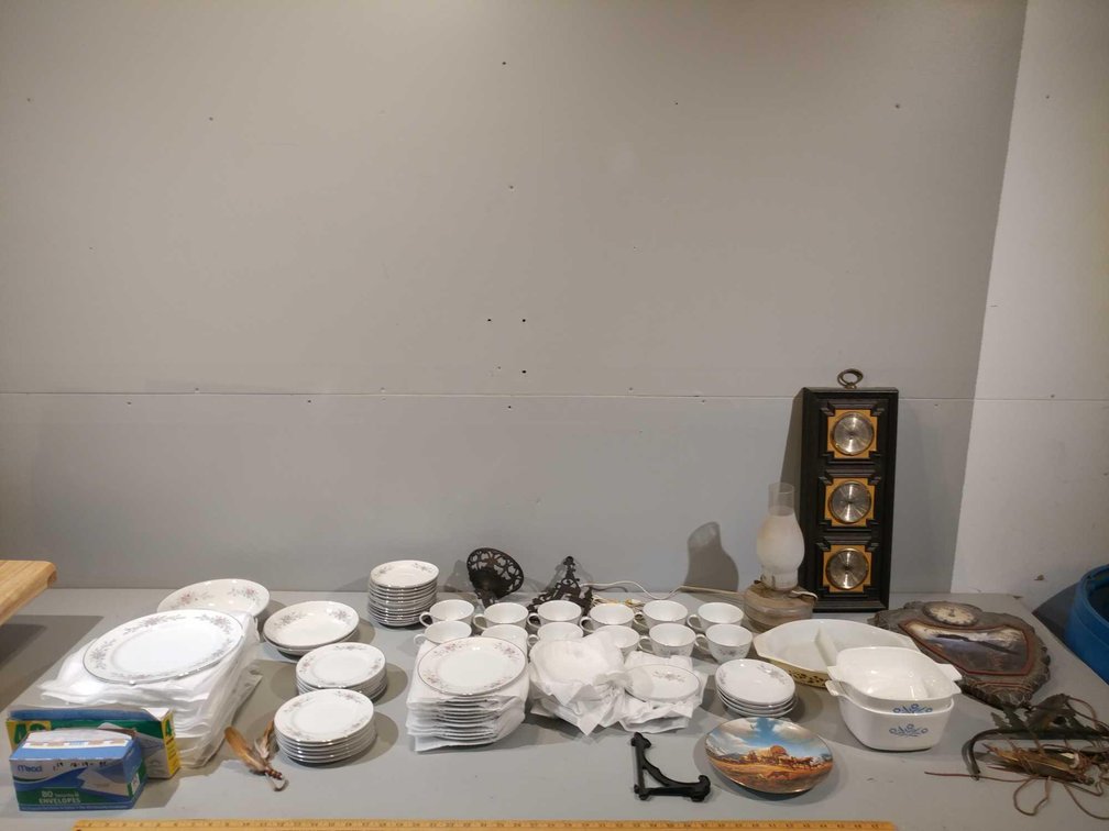 12 PIECE CHINA SET, OTHER DISHES, AND OTHER MISC ITEMS